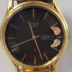 Citizen Quartz watch with Black Hills Gold leaf accents